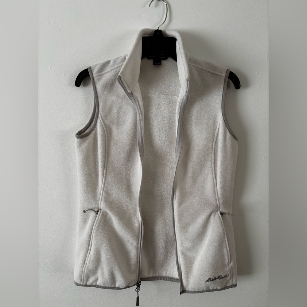 Eddie Bauer White Zip Up Cozy Gorpcore Fleece Vest XS